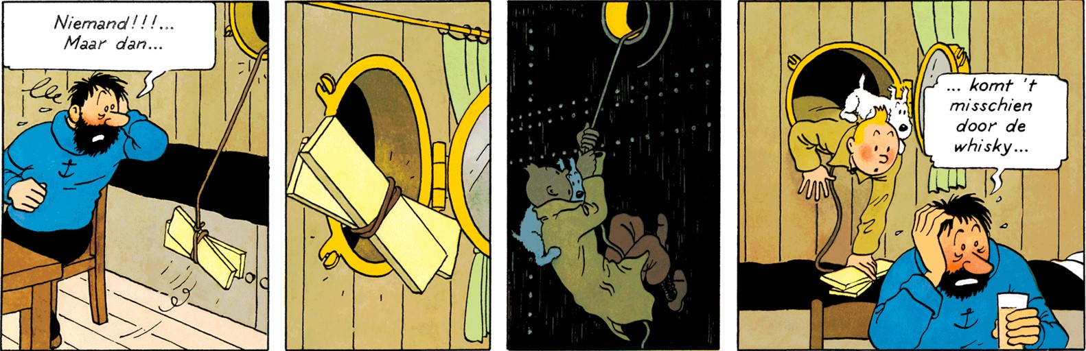 Première rencontre du capitaine Haddock et de Tintin dans Le Crabe aux pinces d'or