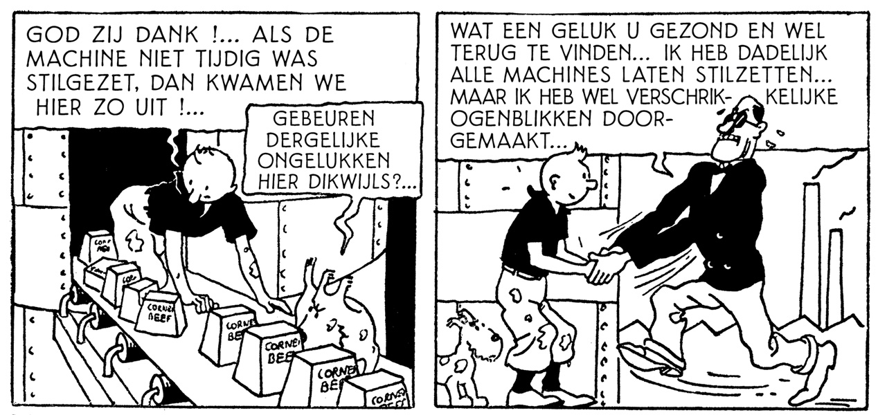 Cases de Tintin en Amérique version noir et blanc