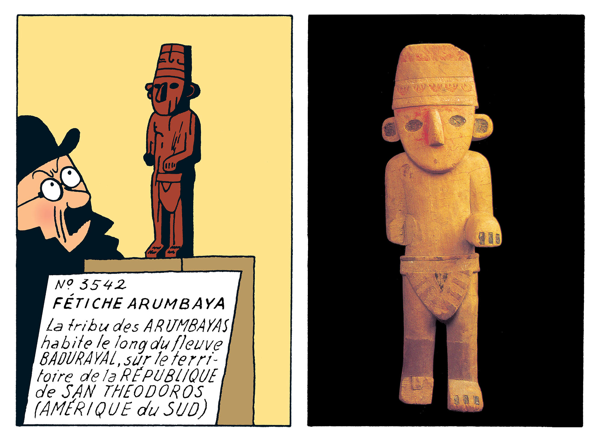 Le fétiche à l'oreille cassé arumbaya dans Tintin
