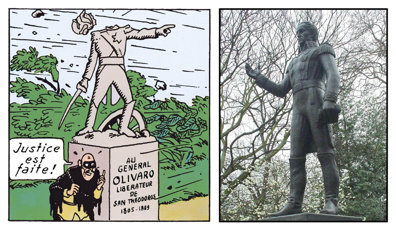 La statue décapitée du général Olivaro dans l'Oreille cassé