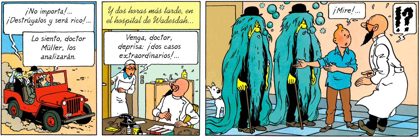 Dupondt, l'aspirine, les cheveux qui poussent - Tintin au pays de l'Or noir