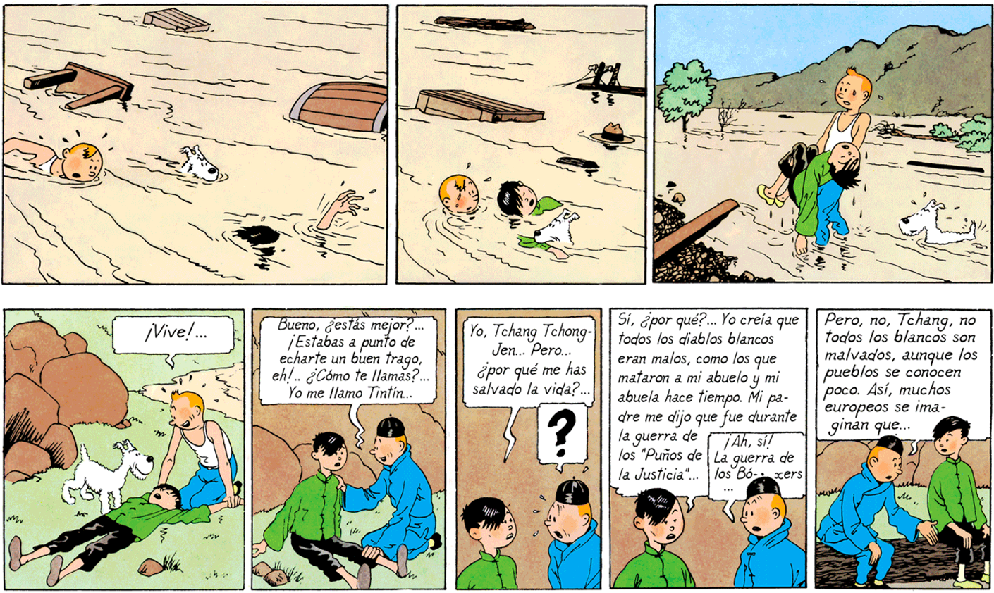 Tchang et Tintin dans le Lotus Bleu