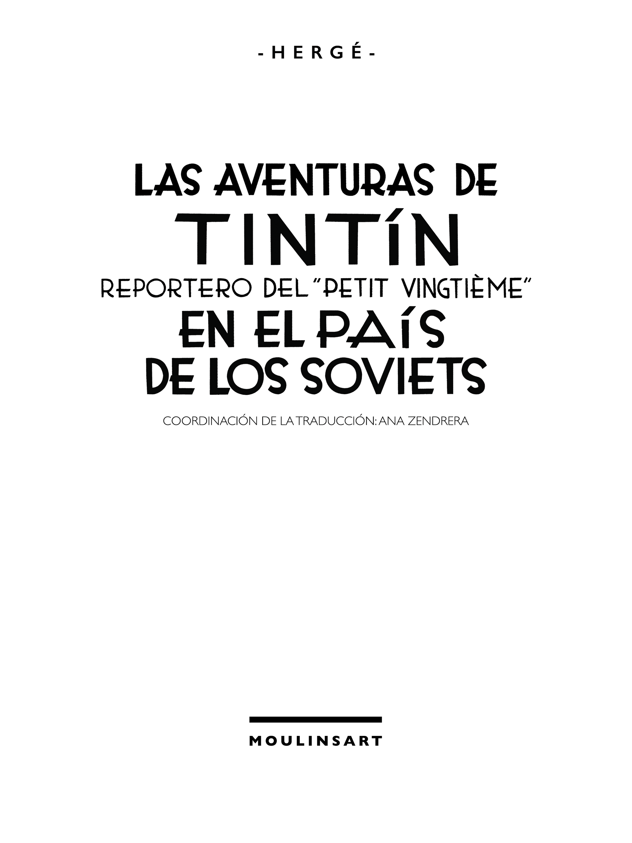 Tintin au Pays des Soviets - page titre