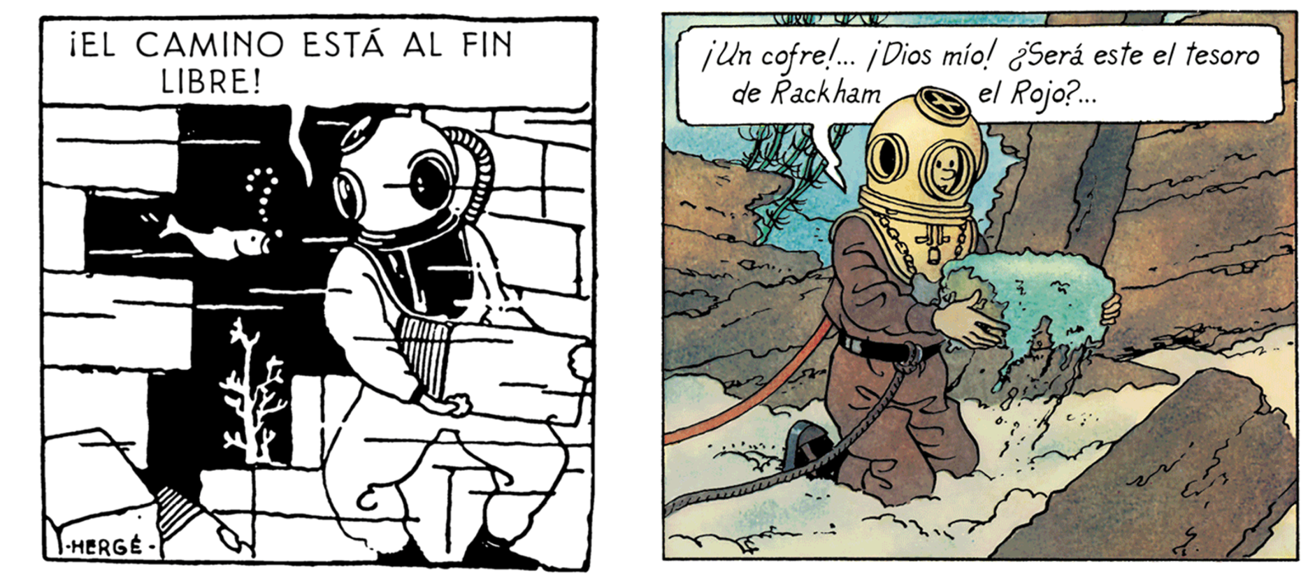 Tintin au pays de Soviets Le Trésor de Rackham le Rouge scaphandre